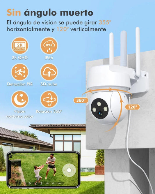 Cámara de Seguridad WhiteCam®️ | 360º 2K Control con Celular