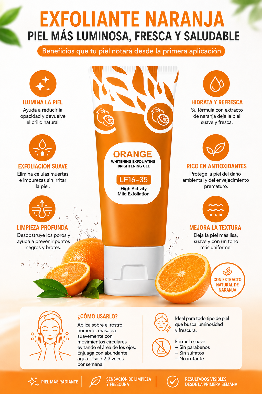 Gel Exfoliante de Naranja - Piel Suave y Luminosa